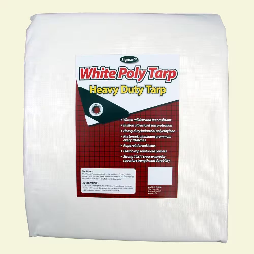 12 Ft. X 25 Ft. White Heavy Duty Tarp