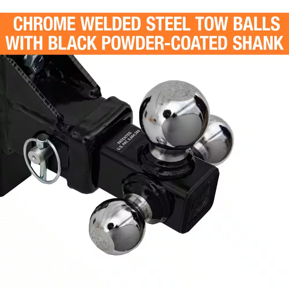 1-7/8 In., 2 In., 2-5/16 In. Chrome Towing Balls Adjustable Tri-Ball Hitch
