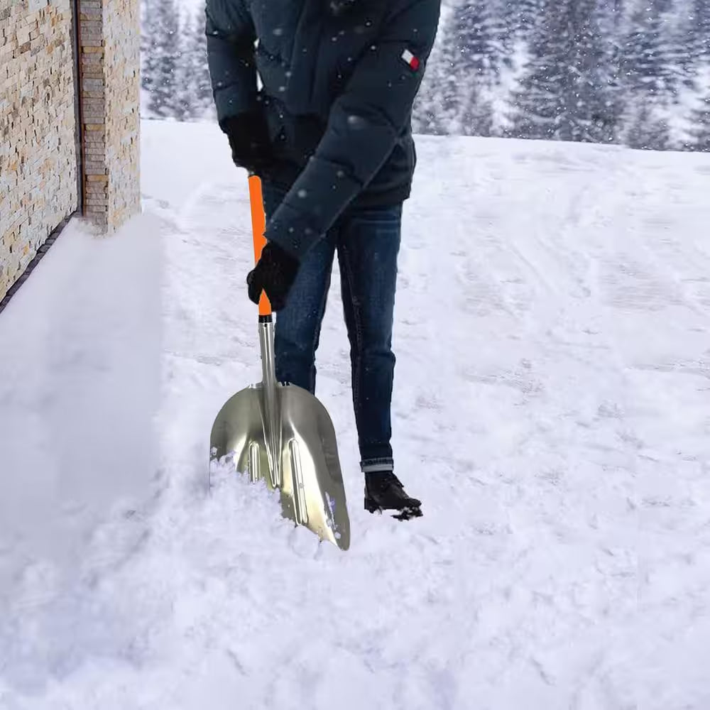 48 In. L Durable Fiberglass Handle Large Head Aluminum Scoop Shovel, Ashman Snow Shovel Aluminum (6-Pack)