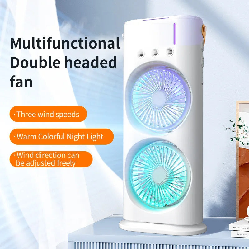 Double-Ended Spray Fan Portable Humidifier Fan Air Conditioner Household Small Air Cooler Hydrocooling Portable Air Adjustment