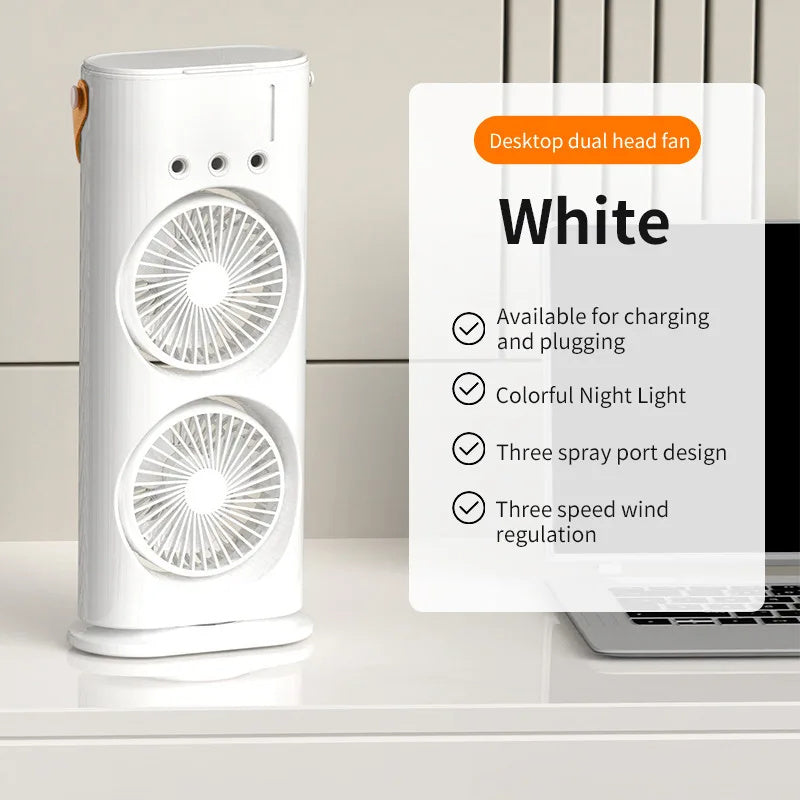 Double-Ended Spray Fan Portable Humidifier Fan Air Conditioner Household Small Air Cooler Hydrocooling Portable Air Adjustment