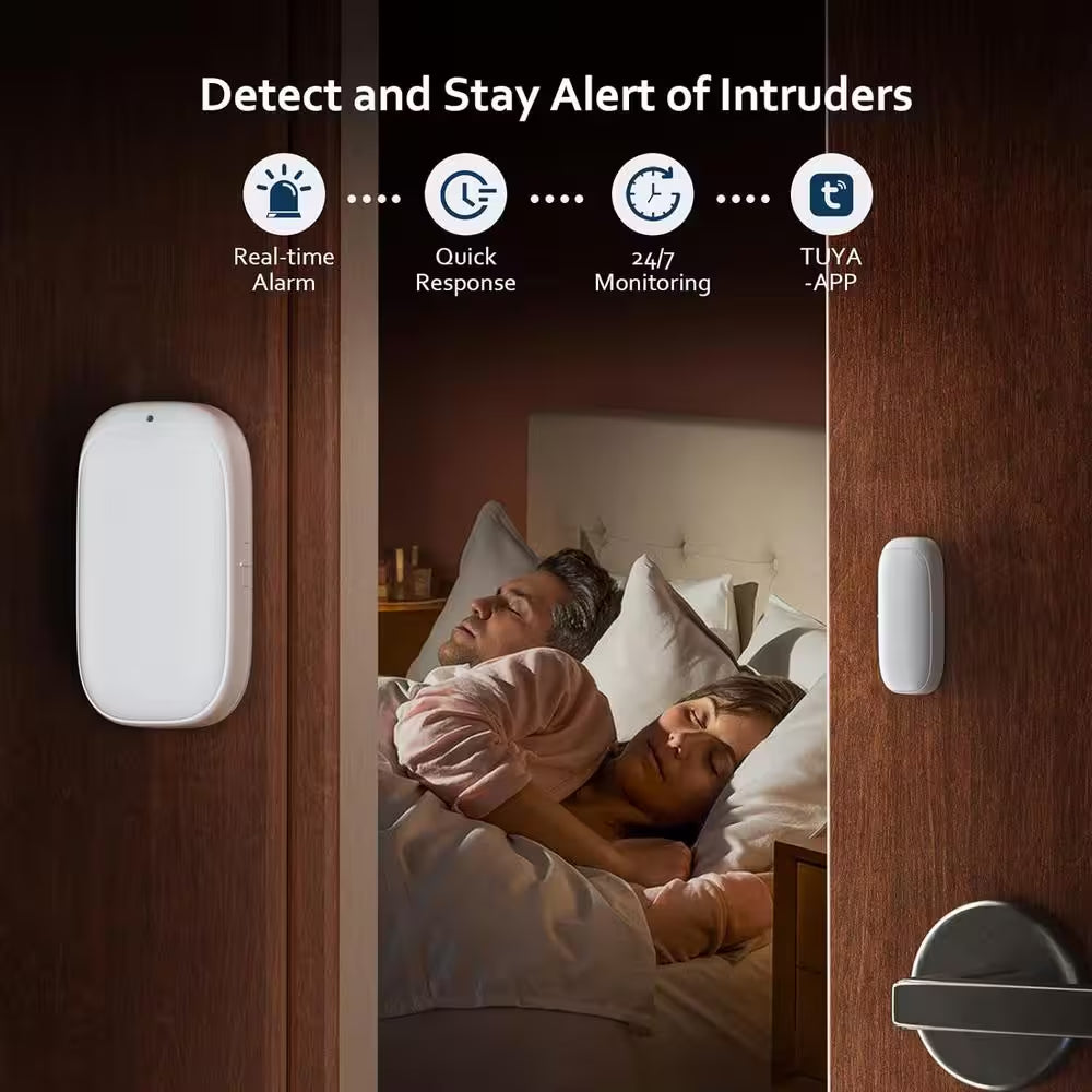 Entry Sensor (Pack of 2) - TUYA Wifi Window and Door Protection, Real-Time Wireless Door Sensor, with TUYA App