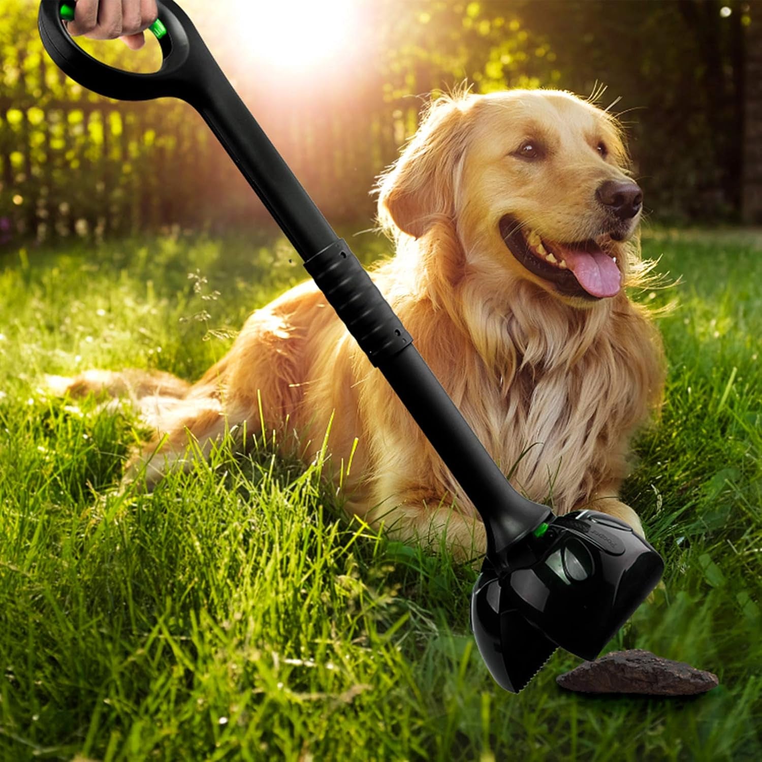 Non-Breakable Pet Pooper Scooper for Large and Small Dogs, Long Handle Portable Dog Pooper Scooper, Foldable Dog Poop Waste Pick up Rake (Green)