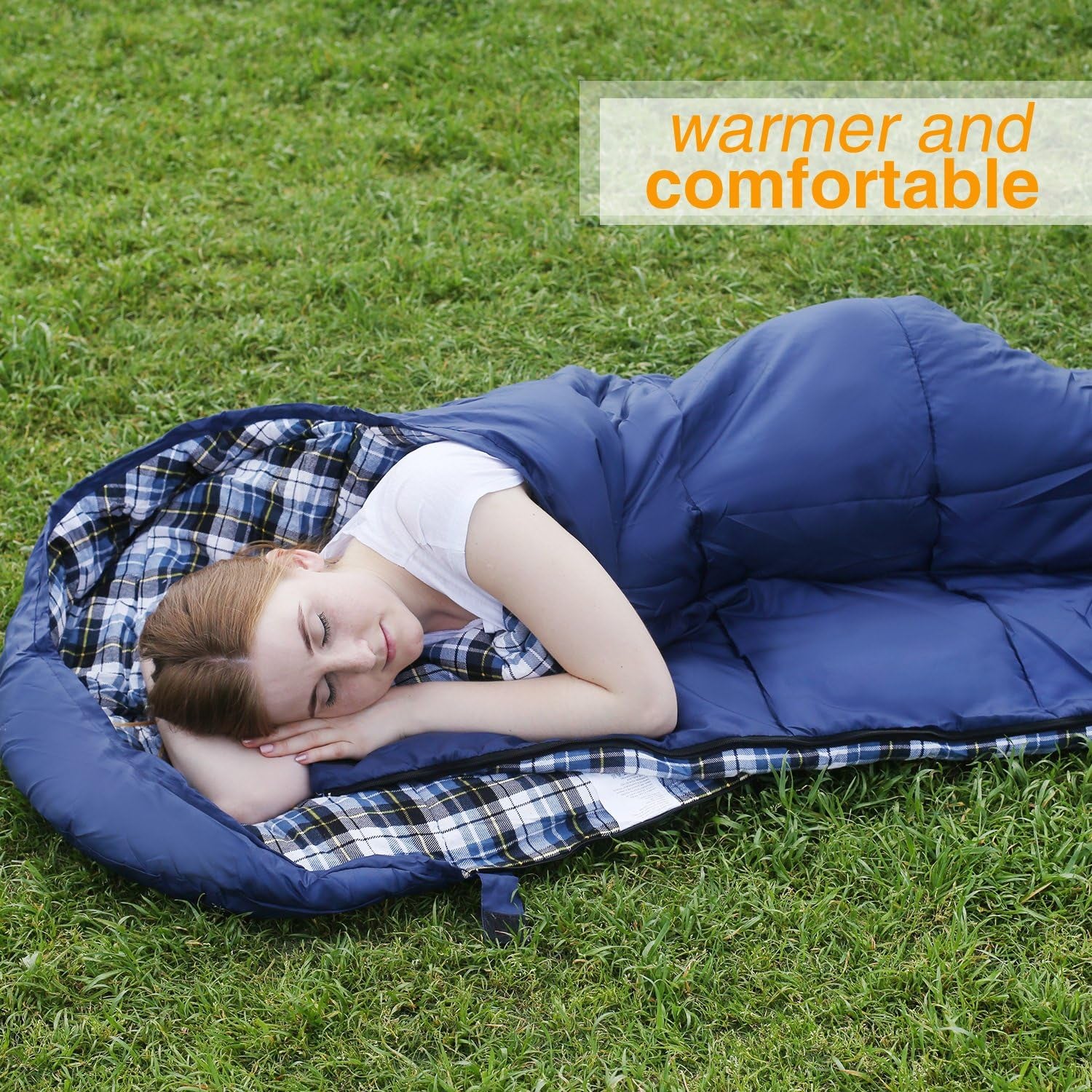 Flannel Sleeping Bag for Adults, Comfortable Cotton Sleeping Bags for Camping with Detachable Hood, Red/Grey/Blue/Black