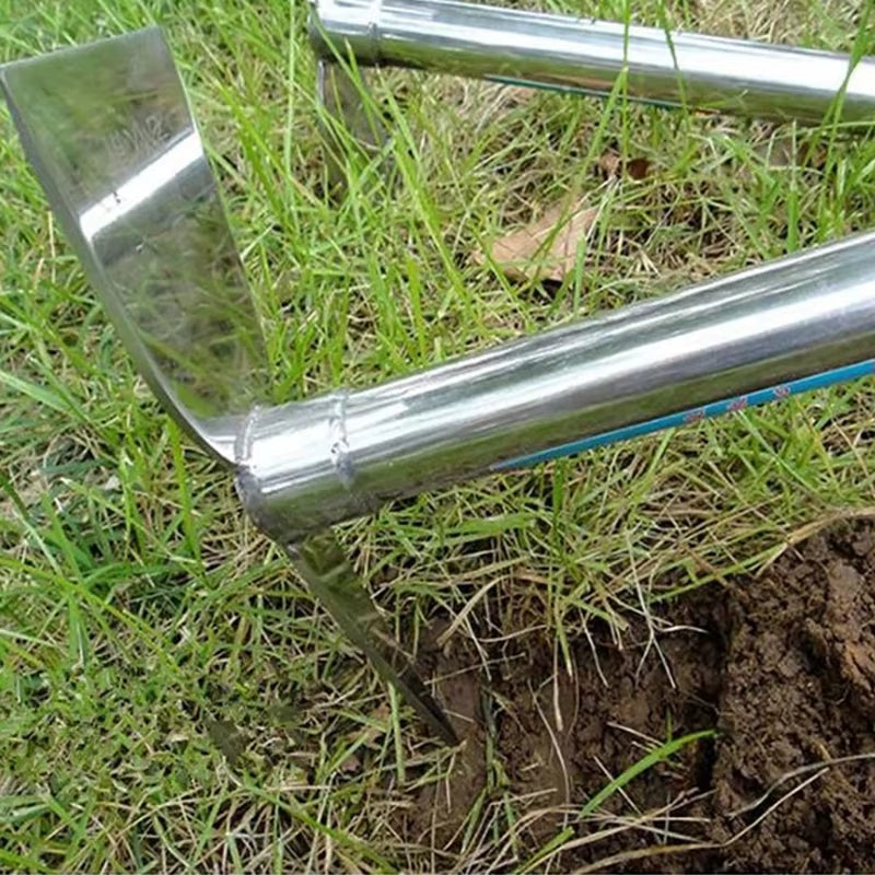 G5AB Handle Design Multipurpose Metal Rake Stainless Steel Rake Hoe Farm Garden Tool Weeding Excavator Hand Rake