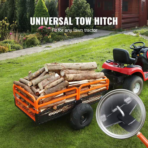 1500 Lbs. 15 Cu. Ft. Steel Havy-Duty ATV Trailer Dump Cart, Garden Cart Garden Utility Trailer with Removable Sides
