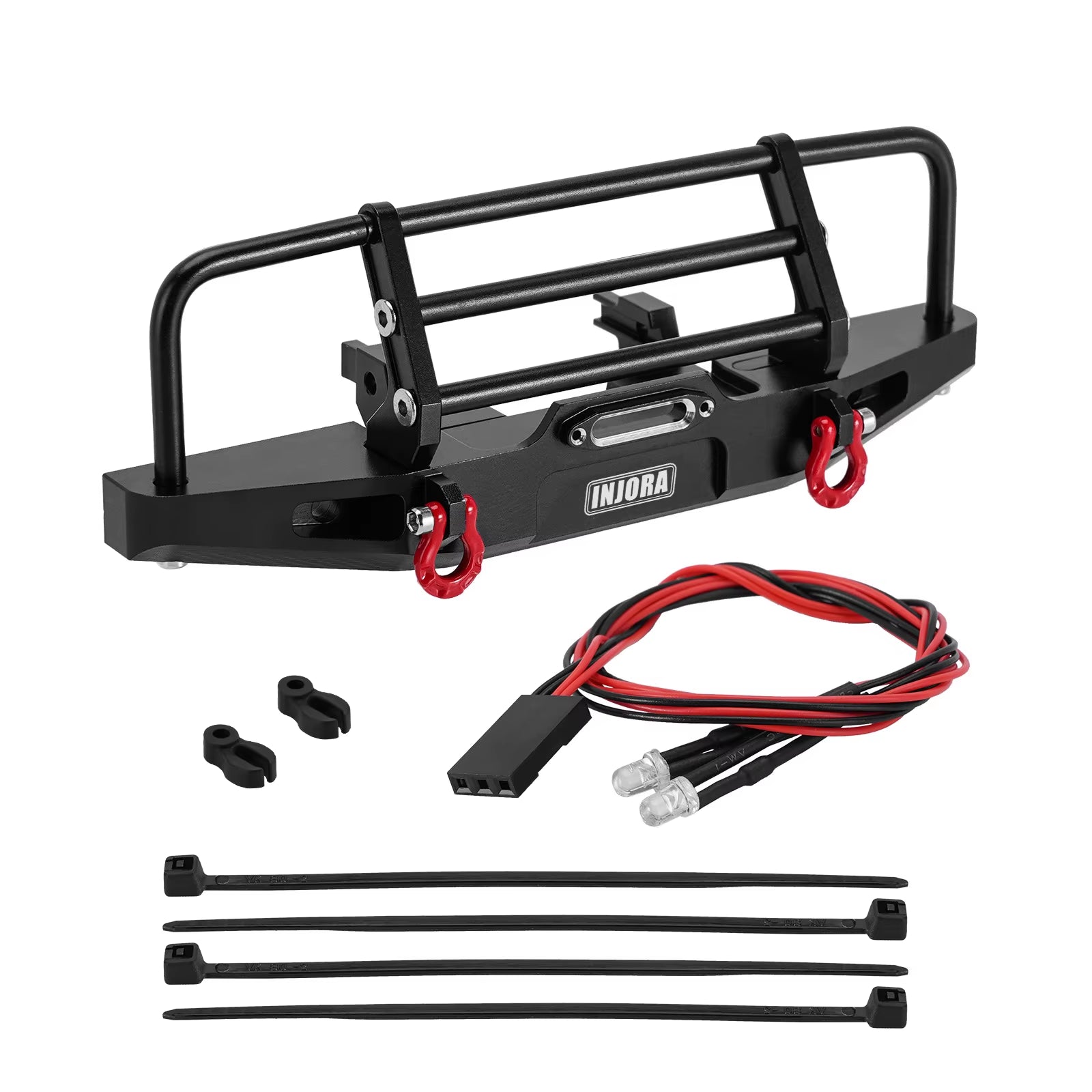 CNC Aluminum Front Rear Bumper with Lights for 1/18 RC Crawler TRX4M Defender Upgrade (4M-88)