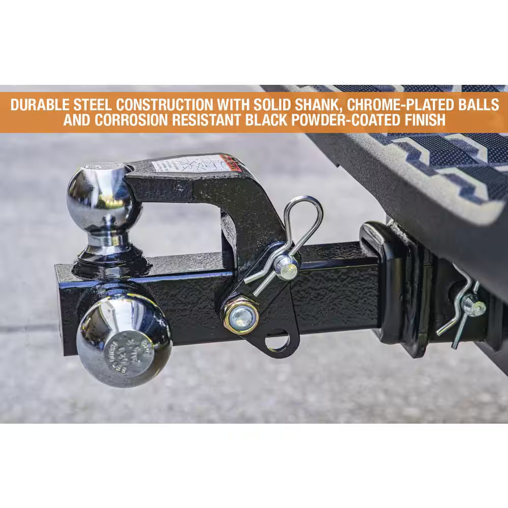 1-7/8 In., 2 In., 2-5/16 In. Chrome Towing Balls Tri-Ball Hitch with Pintle Hook