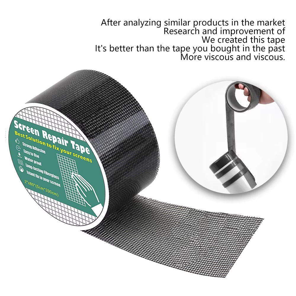 Window Screen Repair Tape Self 5*200Cm Adhesive Mesh Tape Net Door Fix Patch anti Insect Mosquito Mesh Broken Strong Repairing