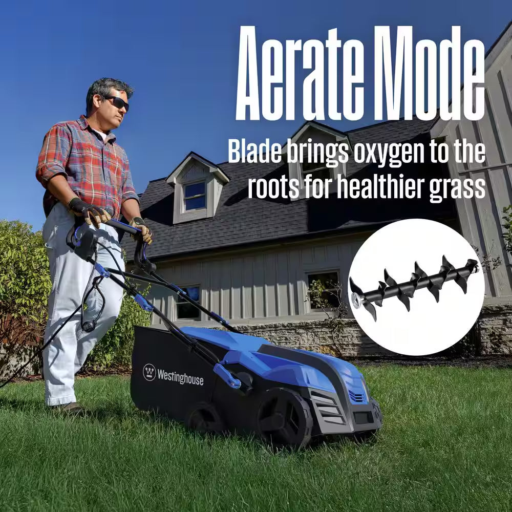 16 In. 15 Amp Corded Electric Dethatcher and Aerator with 14.5 Gal. Collection Bag