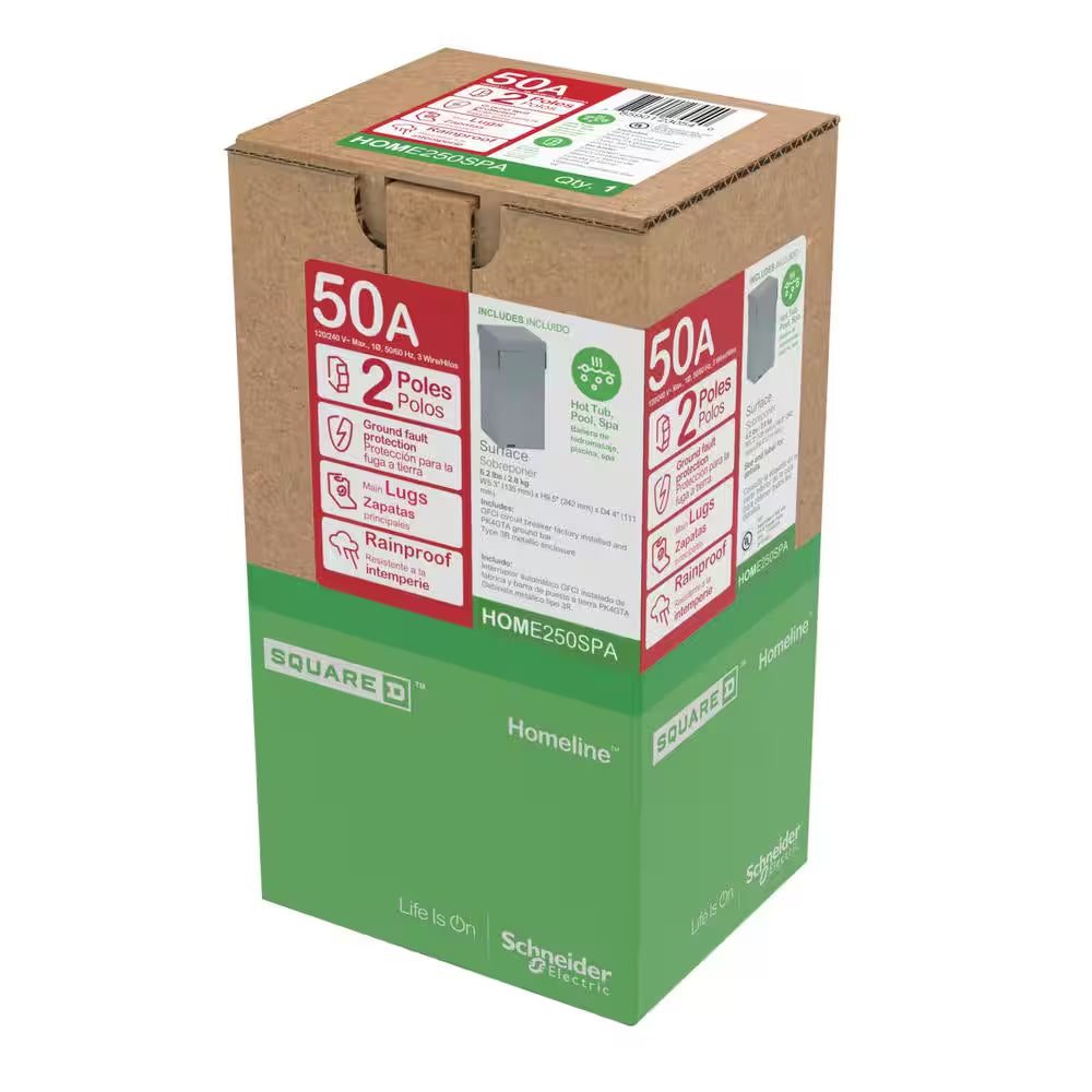 Homeline 50 Amp 2-Space 4-Circuit Spa Panel Main Lug Load Center