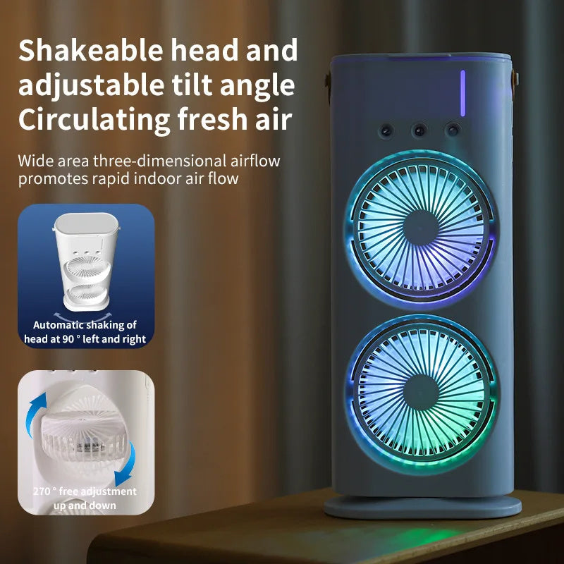 Double-Ended Spray Fan Portable Humidifier Fan Air Conditioner Household Small Air Cooler Hydrocooling Portable Air Adjustment