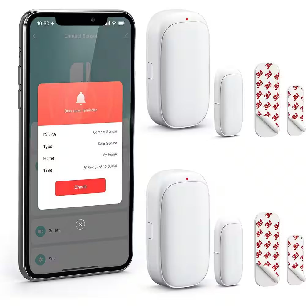 Entry Sensor (Pack of 2) - TUYA Wifi Window and Door Protection, Real-Time Wireless Door Sensor, with TUYA App