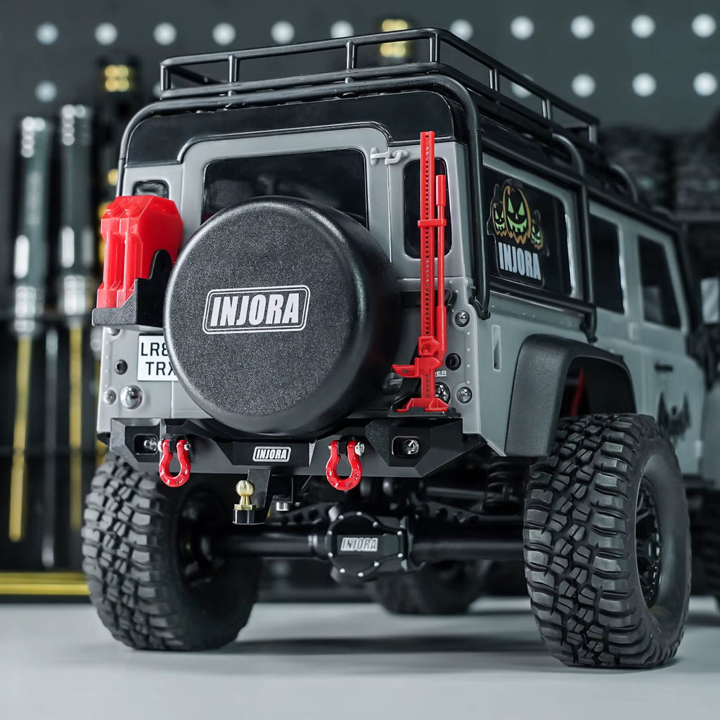 CNC Aluminum Front Rear Bumper with Lights for 1/18 RC Crawler TRX4M Defender Upgrade (4M-88)