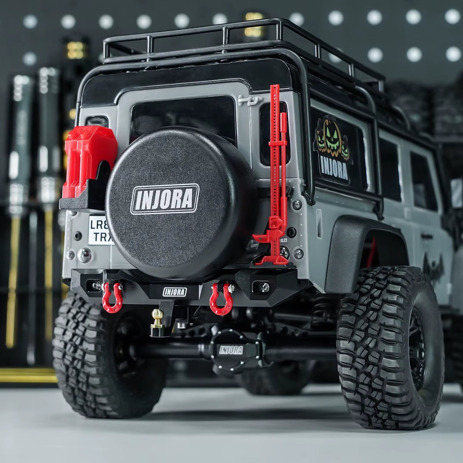 CNC Aluminum Front Rear Bumper with Lights for 1/18 RC Crawler TRX4M Defender Upgrade (4M-88)