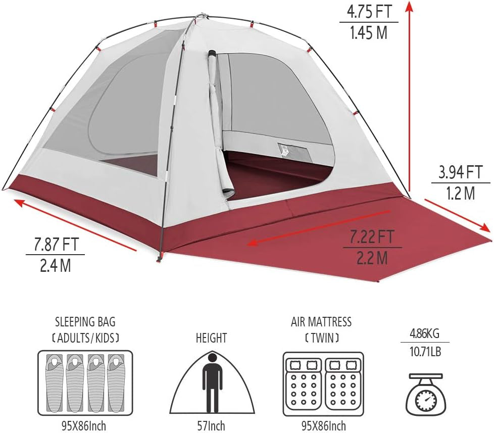 2／4 Person Camping Tent Outdoor Waterproof Family Large Tents 2/4 People Easy Setup Tent with Porch Double Layer | Outdoor, Waterproof, Family, Large, Tents, Easy Setup