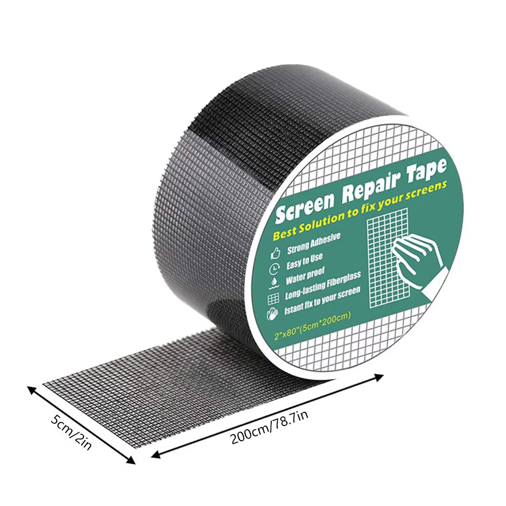 Window Screen Repair Tape Self 5*200Cm Adhesive Mesh Tape Net Door Fix Patch anti Insect Mosquito Mesh Broken Strong Repairing