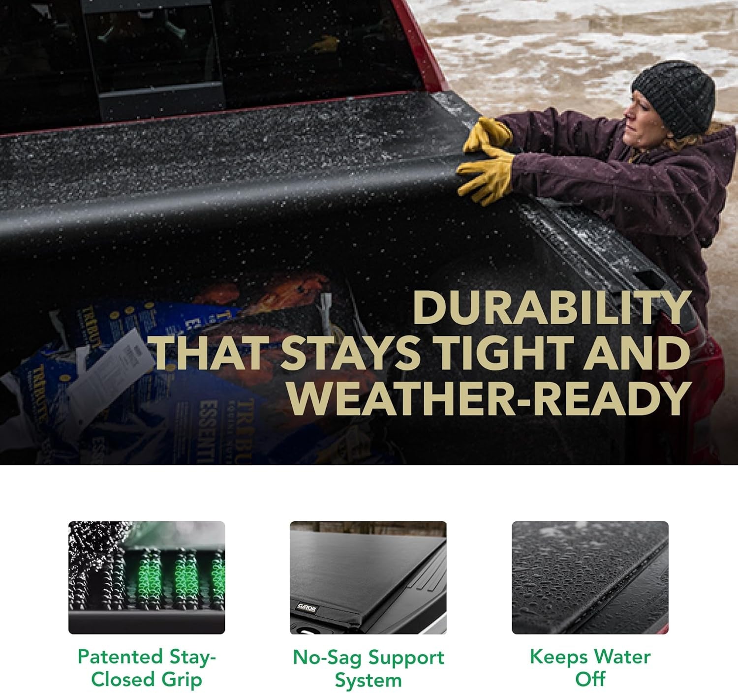 ETX Soft Roll up Truck Bed Tonneau Cover | 53317 | Fits 2015 - 2020 Ford F-150 8' 2" Bed (97.6")