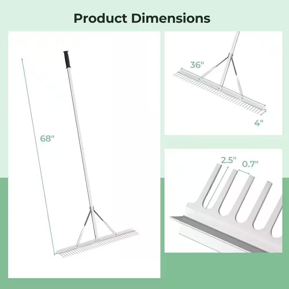 68 In. Aluminum Rake with 36 In. W Rake Head