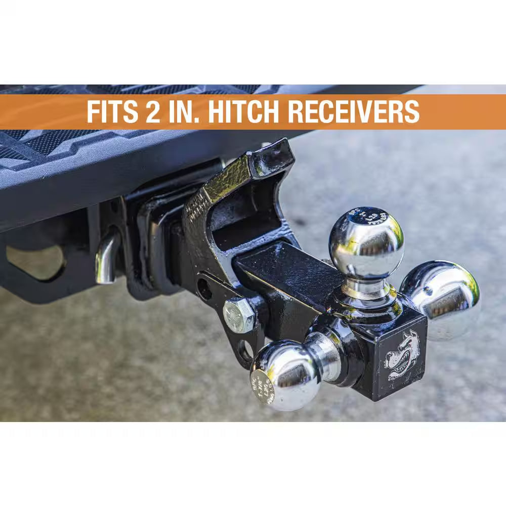 1-7/8 In., 2 In., 2-5/16 In. Chrome Towing Balls Tri-Ball Hitch with Pintle Hook