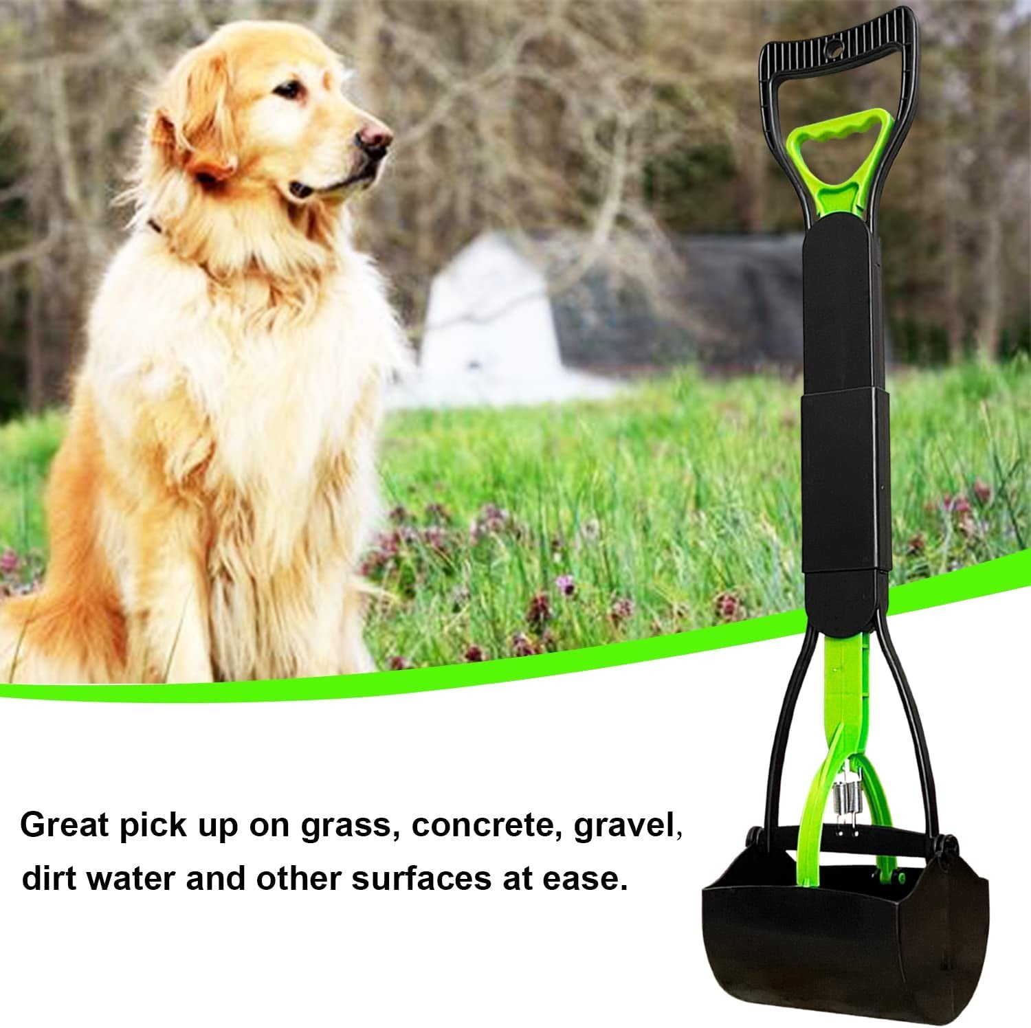 28" Large Pooper Scooper for Dogs, Heavy Duty Poop Scooper for Large Medium & Small Dog, Pet Dog Pooper Scooper for Grass & Gravel Pick Up