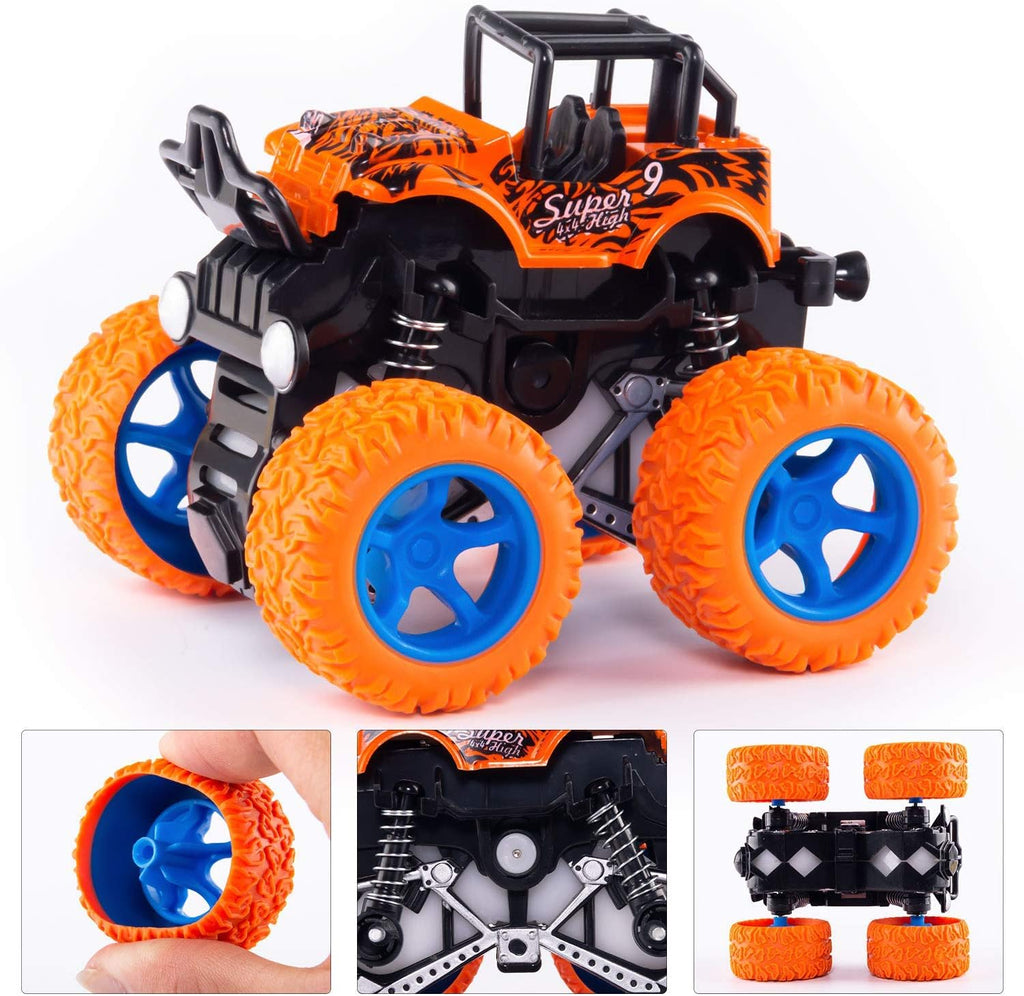 Monster Truck Toys for Boys - Push and Go Inertia Stunt Car Toys for Toddlers Kids Age 3-8, Friction Powered Toy Cars Best Christmas Birthday Party Gift for Boys Girls 4 Pack