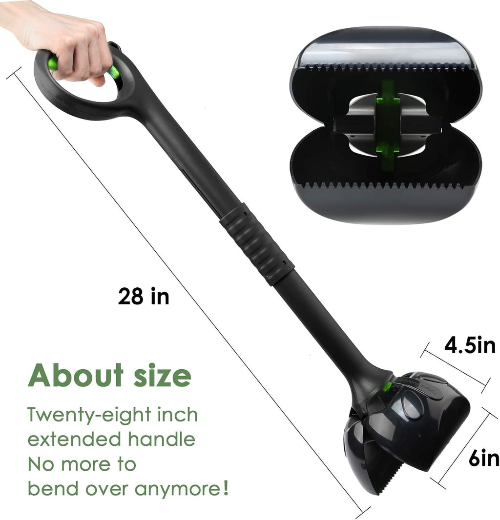 Non-Breakable Pet Pooper Scooper for Large and Small Dogs, Long Handle Portable Dog Pooper Scooper, Foldable Dog Poop Waste Pick up Rake (Green)