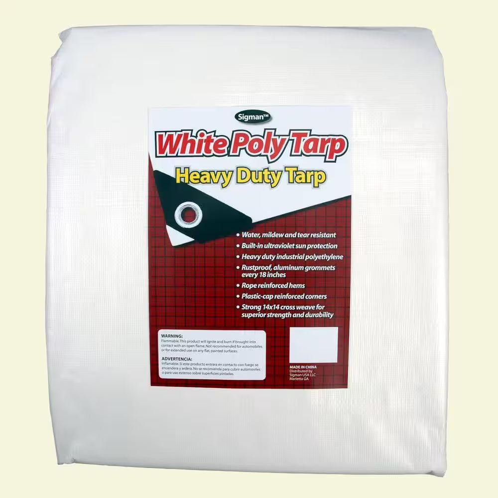 40 Ft. X 40 Ft. White Heavy Duty Tarp