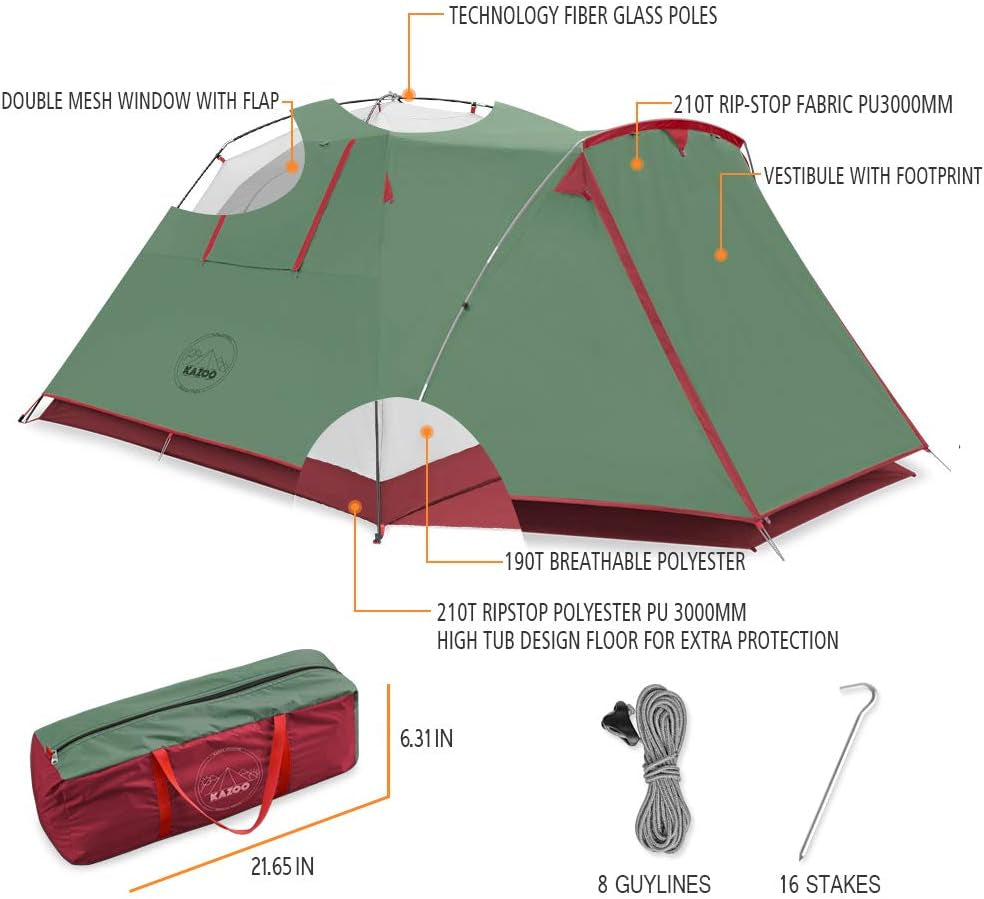 2／4 Person Camping Tent Outdoor Waterproof Family Large Tents 2/4 People Easy Setup Tent with Porch Double Layer | Outdoor, Waterproof, Family, Large, Tents, Easy Setup
