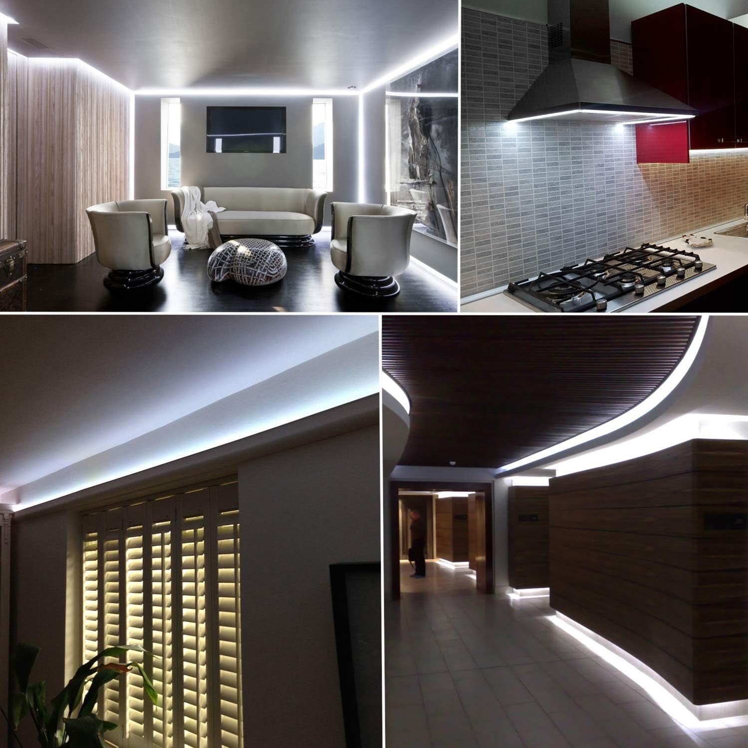 50Ft/15M Plug in LED Rope Lights, 540 Daylight White Leds, 110V, Waterproof,Connectable, Power Socket Connector Fuse Holder, Indoor/Outdoor Use, Ideal for Backyards, Decorative Lighting