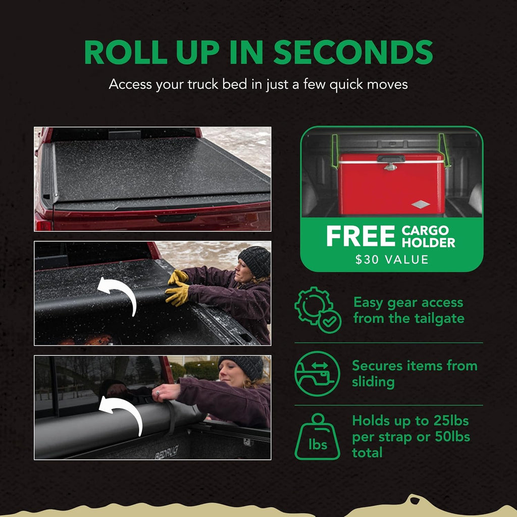 ETX Soft Roll up Truck Bed Tonneau Cover | 53317 | Fits 2015 - 2020 Ford F-150 8' 2" Bed (97.6")