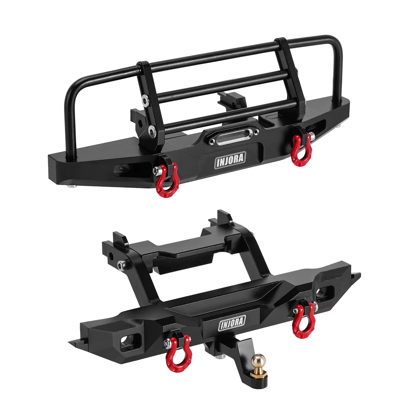 CNC Aluminum Front Rear Bumper with Lights for 1/18 RC Crawler TRX4M Defender Upgrade (4M-88)