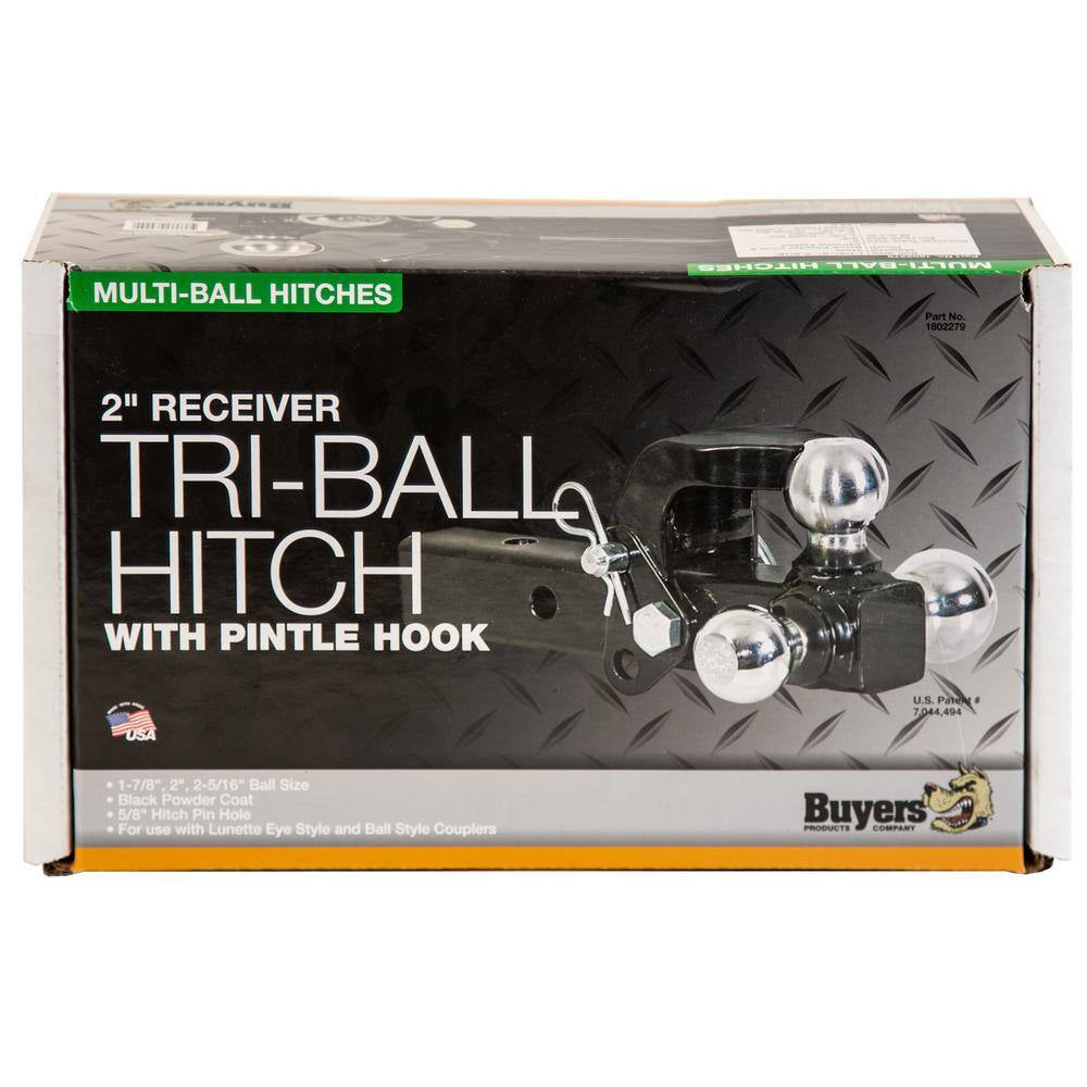 1-7/8 In., 2 In., 2-5/16 In. Chrome Towing Balls Tri-Ball Hitch with Pintle Hook