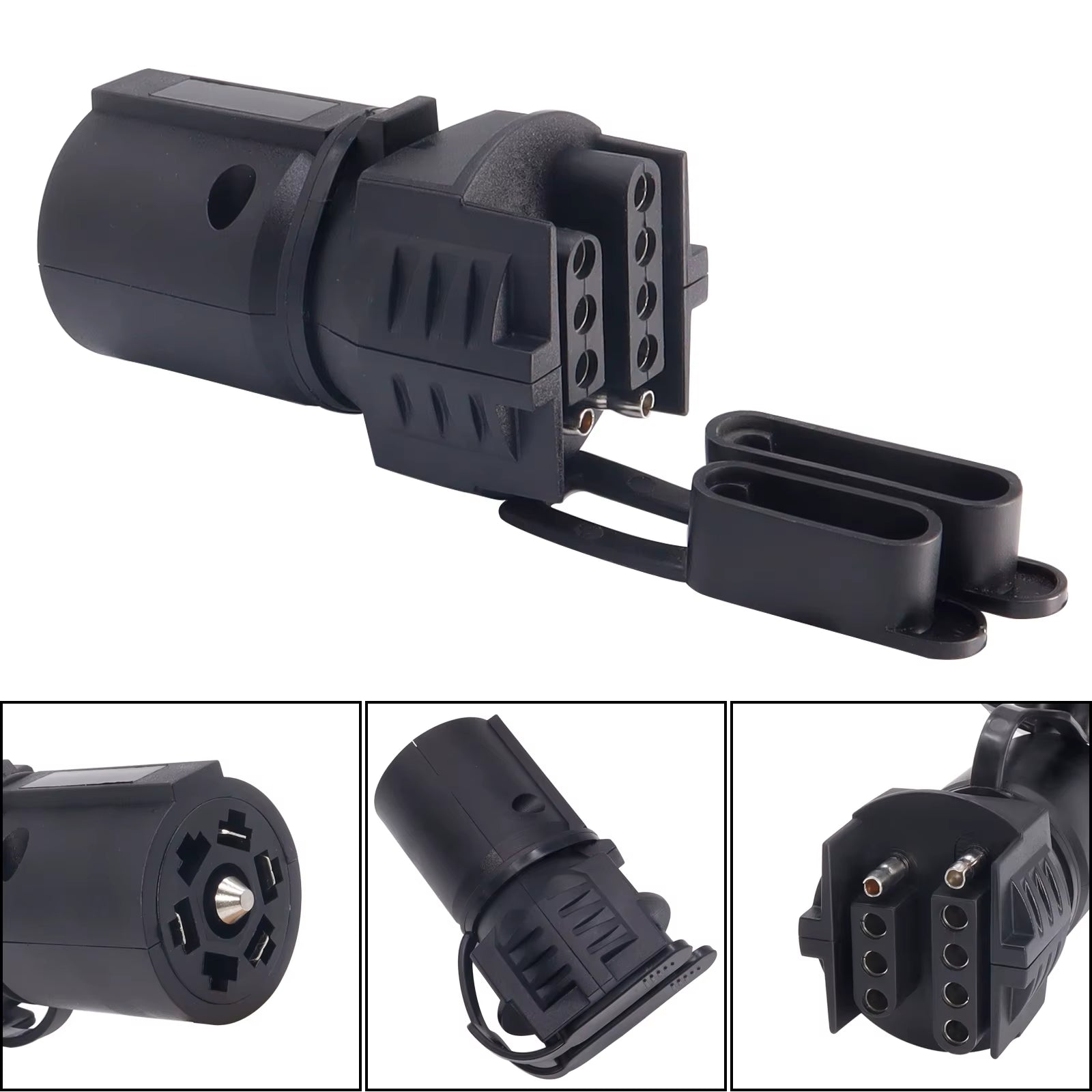 Trailer RV Boat Adapter 7 Way to 4 Way 5 Way Plug 12V Flat Blade Plug Towing Towbar Tow Hitch Wire Plug Connector Dust Cover US