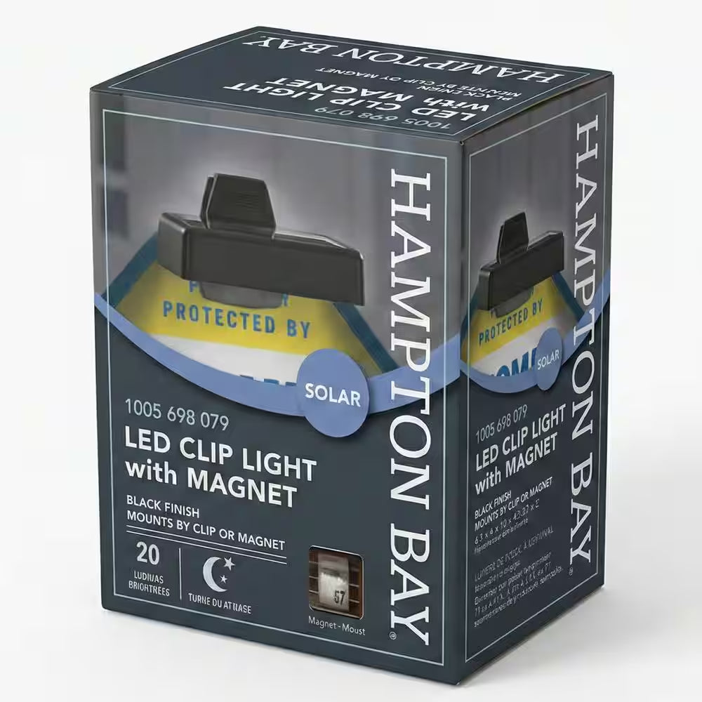 Solar 20 Lumens Black Outdoor Integrated LED Clip-On Light with Magnet; Weather/Water/Rust Resistant