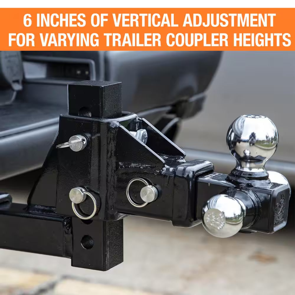 1-7/8 In., 2 In., 2-5/16 In. Chrome Towing Balls Adjustable Tri-Ball Hitch
