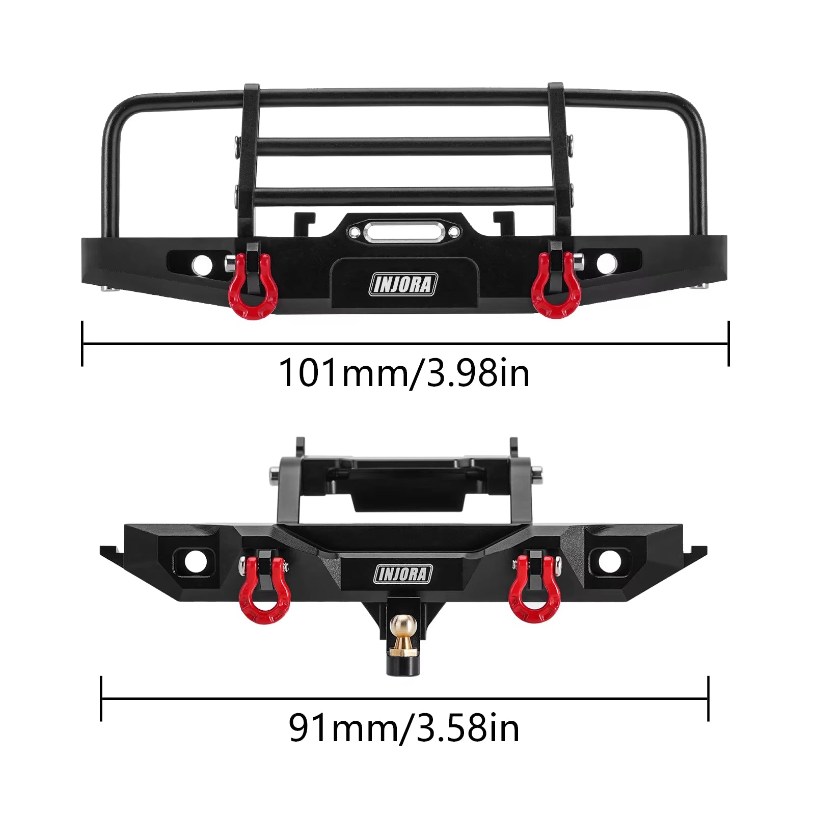CNC Aluminum Front Rear Bumper with Lights for 1/18 RC Crawler TRX4M Defender Upgrade (4M-88)