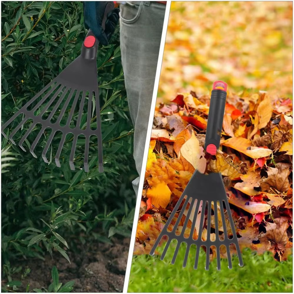 Simple Plastic Garden Grass Leaf Rake Leveling Comfortable Handle Hand Rake Safe Sturdy Fallen Leaves Rake Lawn