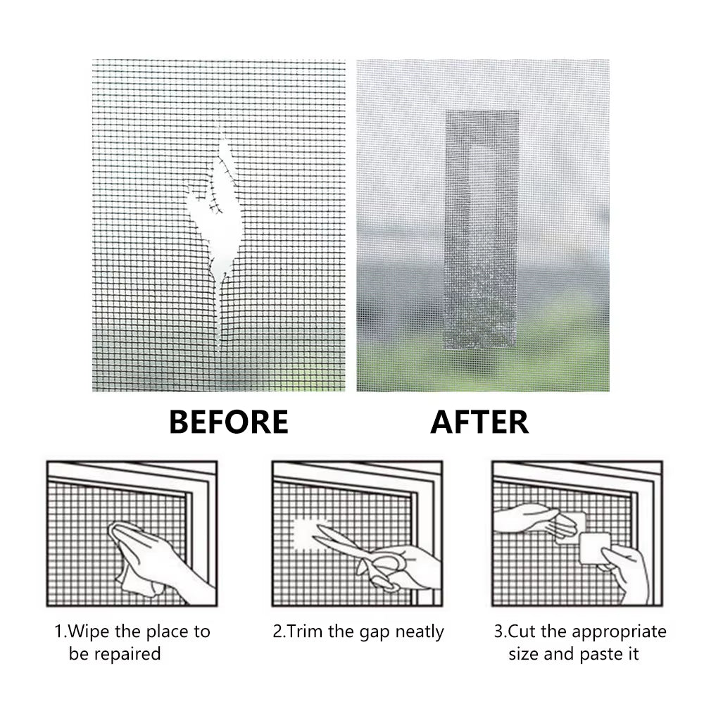Window Screen Repair Tape Self 5*200Cm Adhesive Mesh Tape Net Door Fix Patch anti Insect Mosquito Mesh Broken Strong Repairing