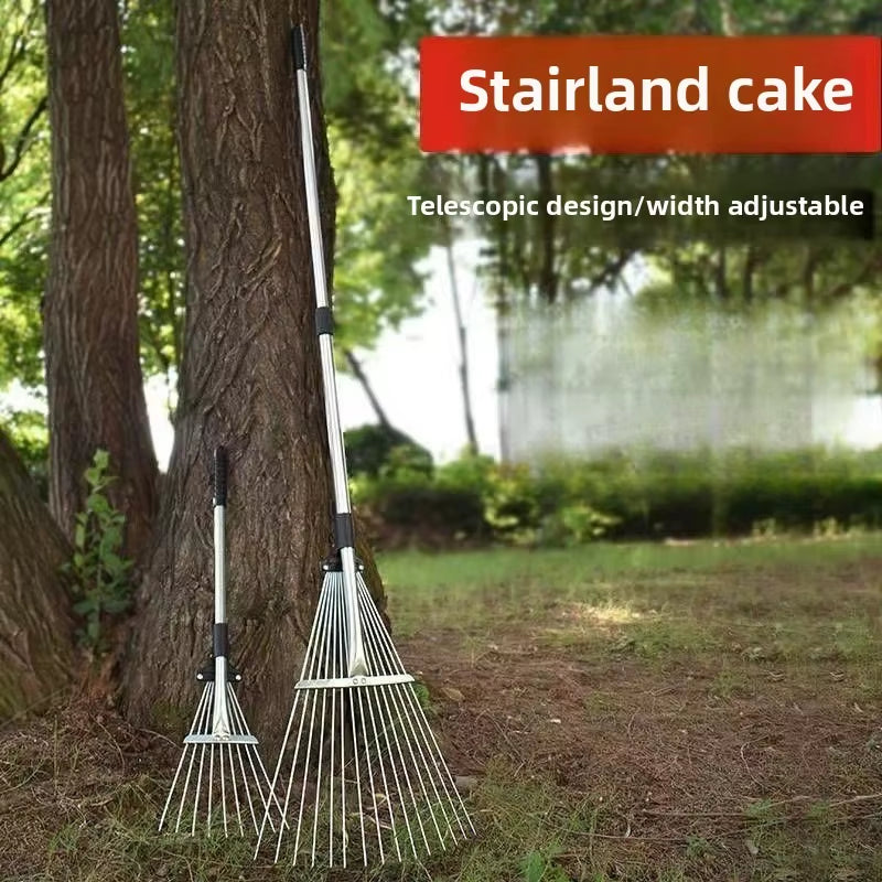 Stainless Steel Telescopic Rake New Iron Wire Rake Rake Rake Grass Leaves Lawn Beach Weeding Cleaning Tools Gardening