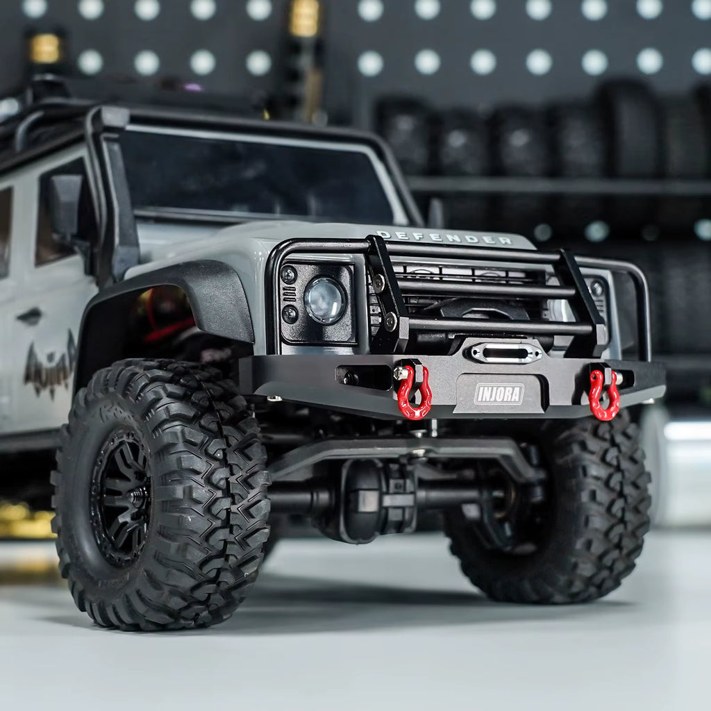 CNC Aluminum Front Rear Bumper with Lights for 1/18 RC Crawler TRX4M Defender Upgrade (4M-88)