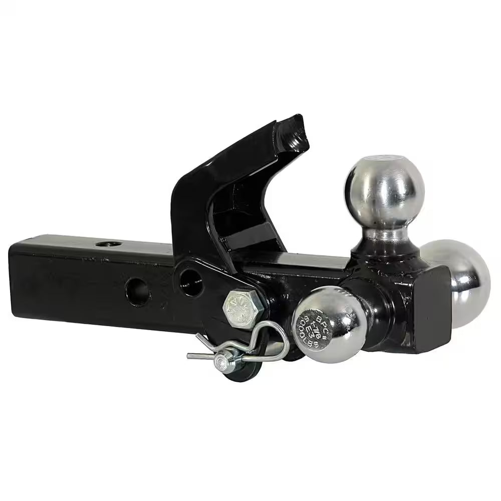 1-7/8 In., 2 In., 2-5/16 In. Chrome Towing Balls Tri-Ball Hitch with Pintle Hook