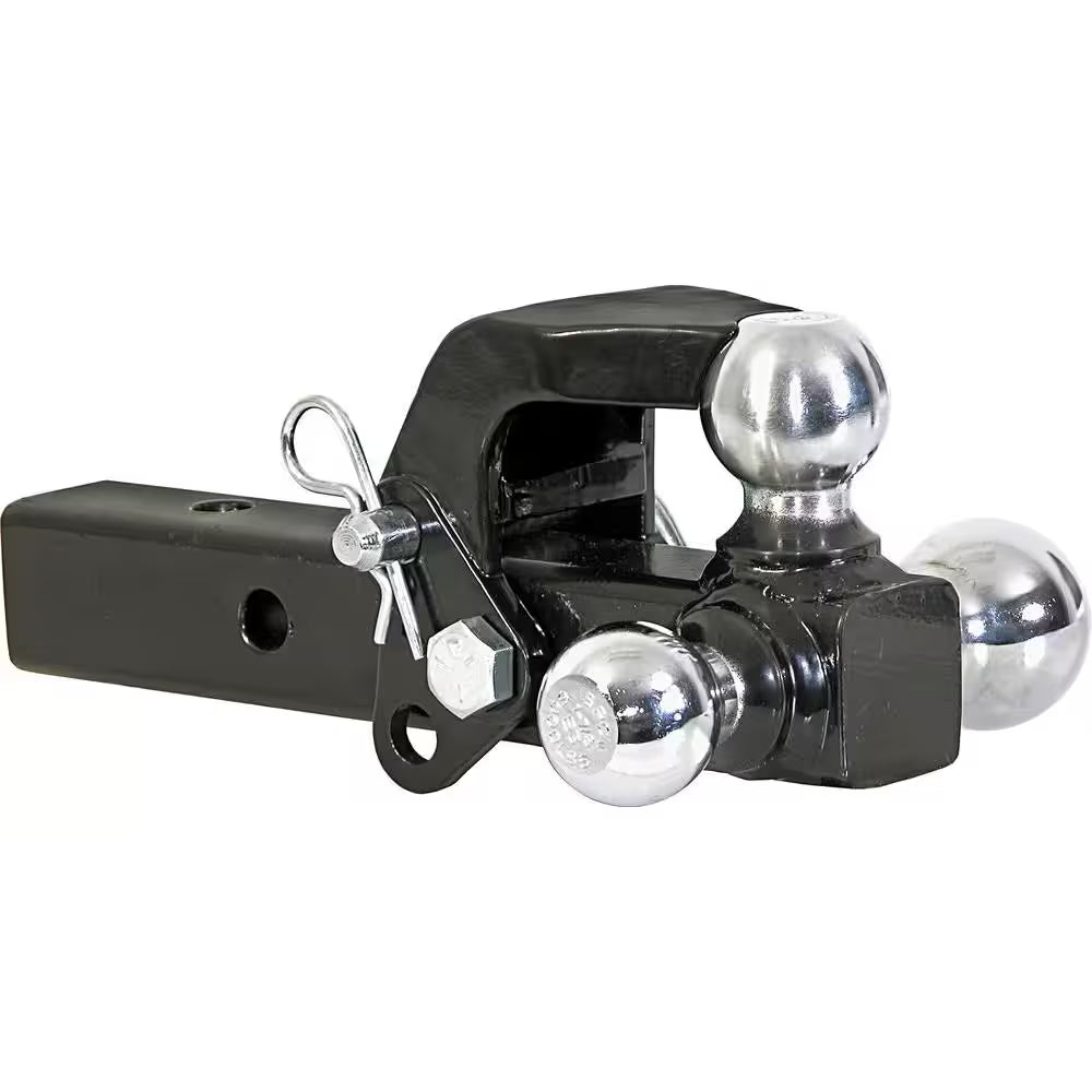 1-7/8 In., 2 In., 2-5/16 In. Chrome Towing Balls Tri-Ball Hitch with Pintle Hook