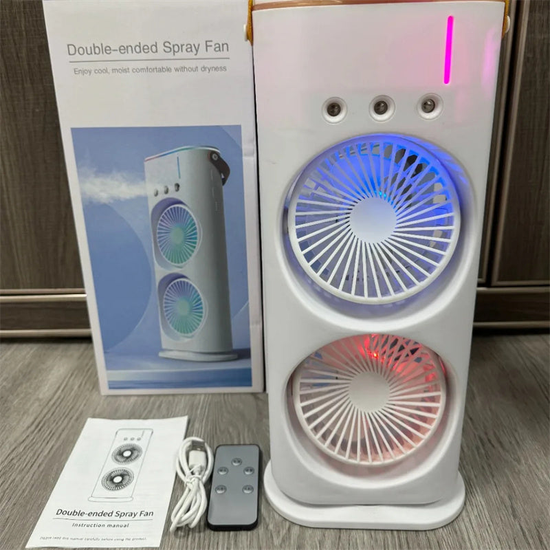 Double-Ended Spray Fan Portable Humidifier Fan Air Conditioner Household Small Air Cooler Hydrocooling Portable Air Adjustment