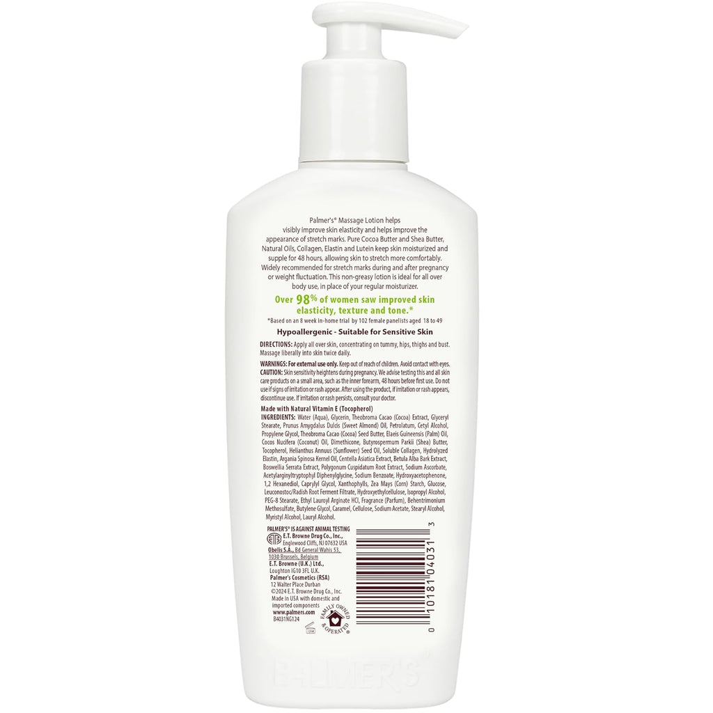 Cocoa Butter Formula Massage Lotion for Stretch Marks, Pregnancy Skin Care, Belly Cream with Collagen, Elastin, Argan Oil and Shea Butter, 8.5 Ounces