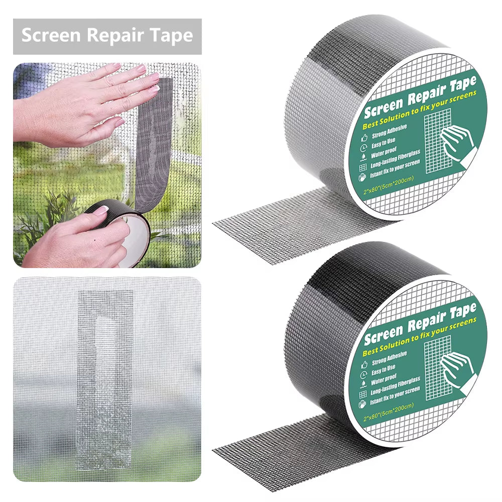 Window Screen Repair Tape Self 5*200Cm Adhesive Mesh Tape Net Door Fix Patch anti Insect Mosquito Mesh Broken Strong Repairing