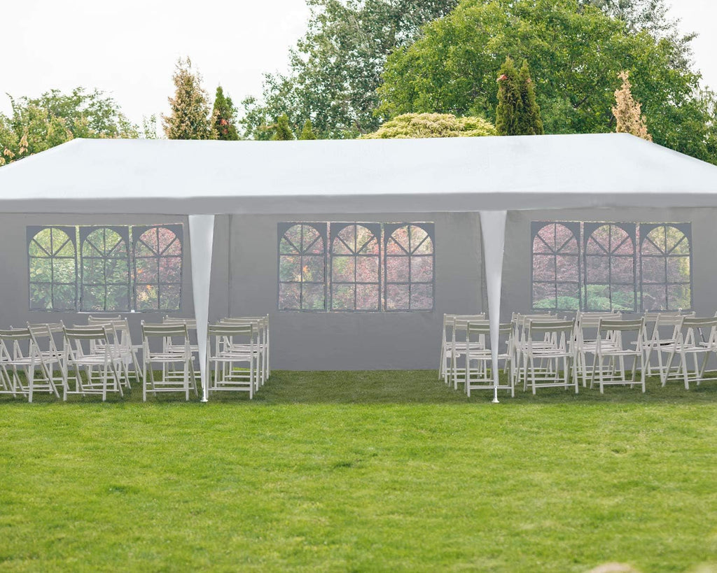 Gazebo Tent 10'X30' Canopy Tent Outdoor Gazebo Canopy Wedding Party Tent Heavy Duty Gazebo Pavilion, White (10X30Ft 5 Removable Sidewalls)