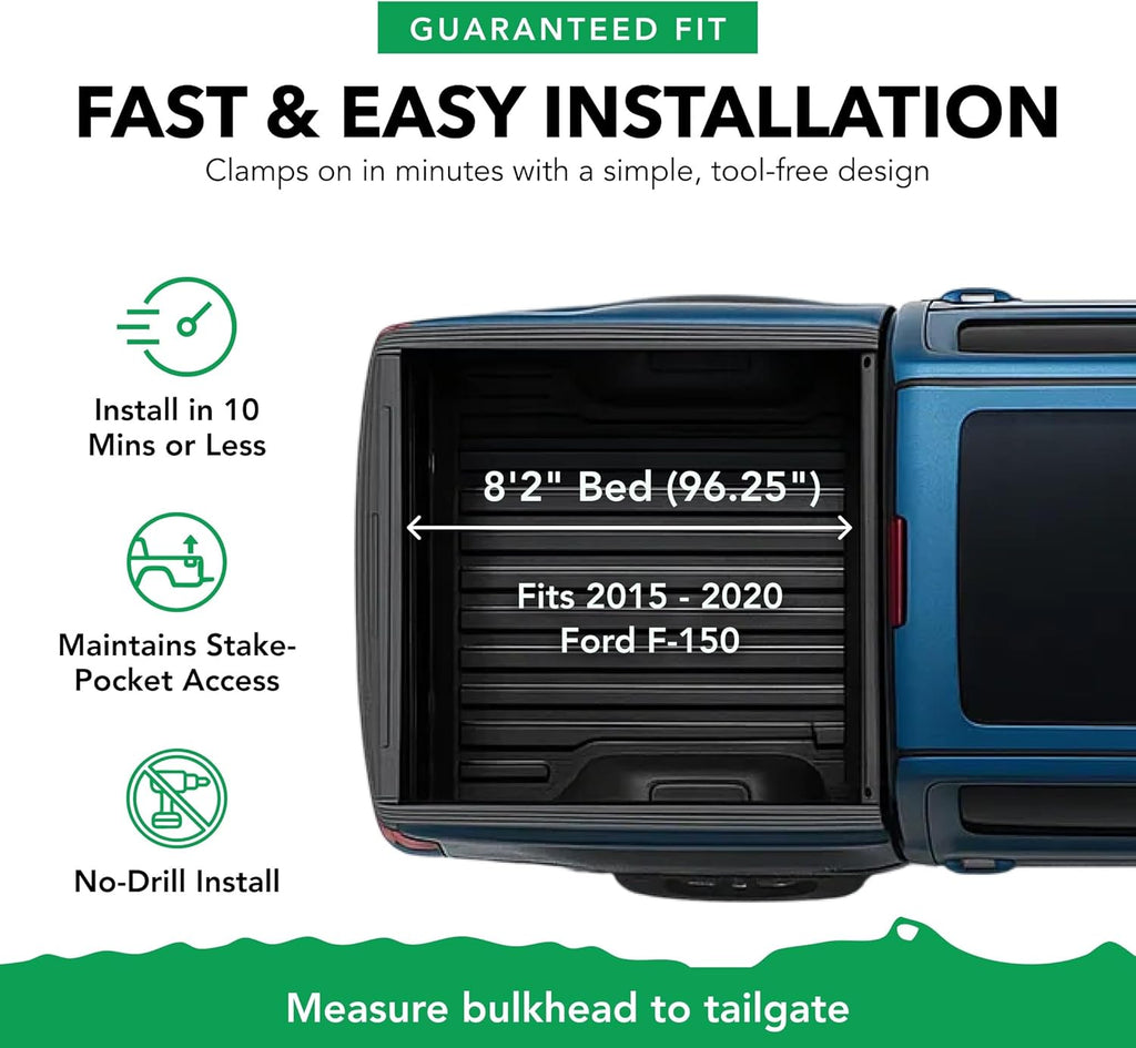 ETX Soft Roll up Truck Bed Tonneau Cover | 53317 | Fits 2015 - 2020 Ford F-150 8' 2" Bed (97.6")