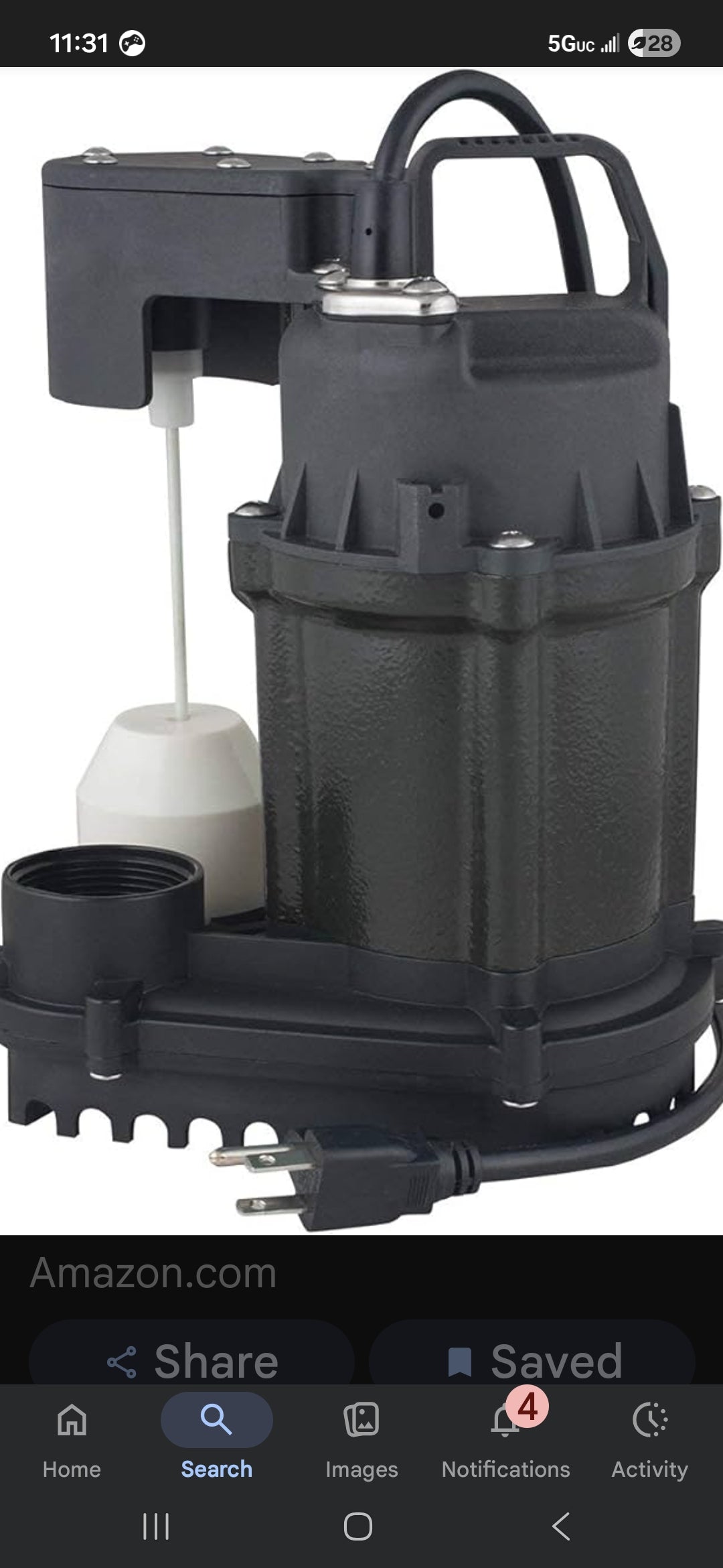 1/3 HP Submersible Plastic Utility Pump